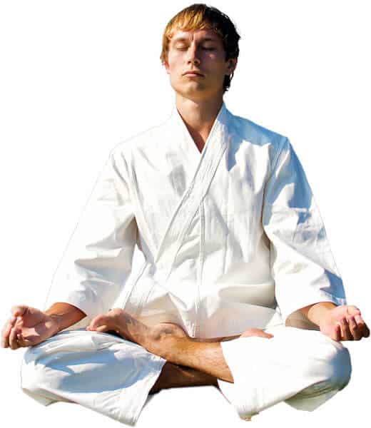 Martial Arts Lessons for Adults in Escondido CA - Young Man Thinking and Meditating in White